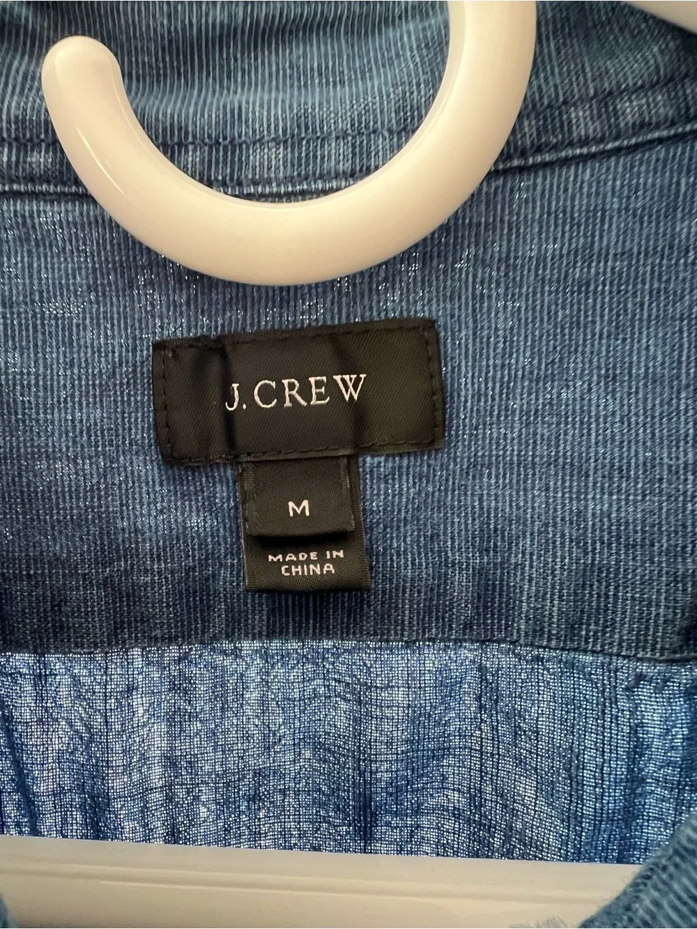 J. Crew Men's Denim-Look Blue Short Sleeve Button Down Polo